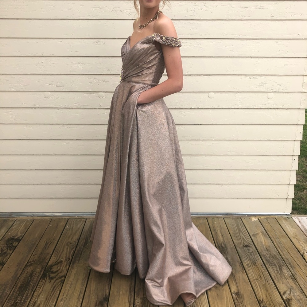 Sherri Hill 53365 Mocha Silver